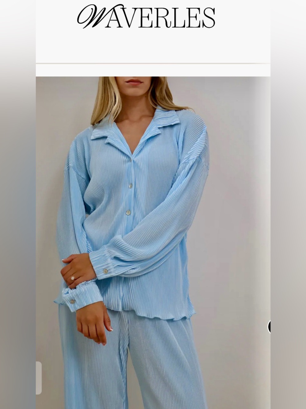 NWOT WAVERELES Women’s Pleated Set in Blue. Sz: M